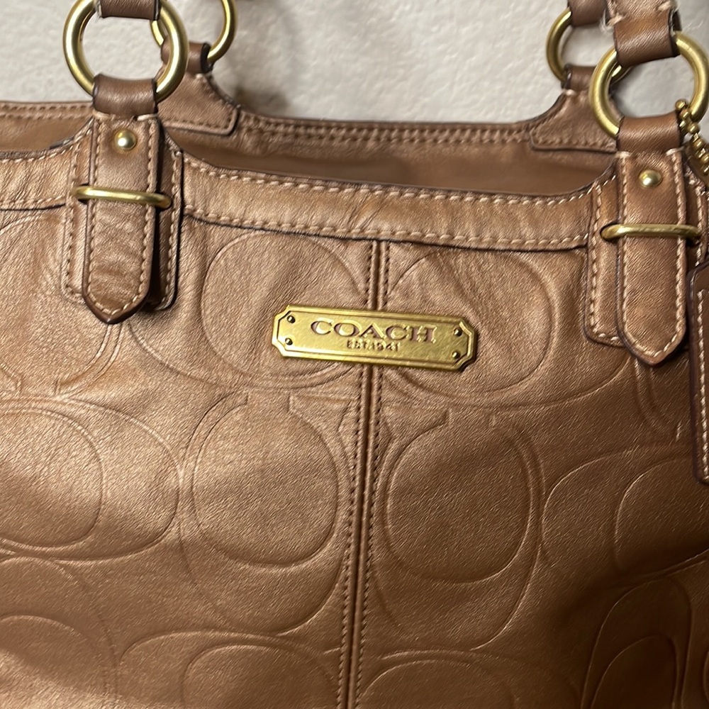 Coach Gallery  Copper Embossed Top Handle Leather Shoulder Handbag